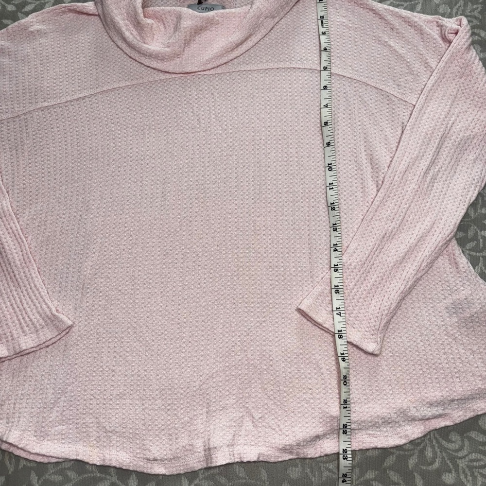 Cupio Waffle Knit Cowl Neck Pink Lightweight Flowy Top Womens XL - Picture 3 of 9